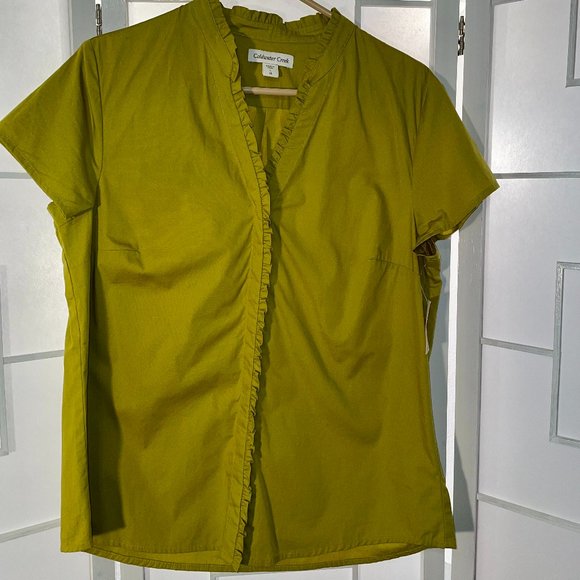 Coldwater Creek Subtle Ruffle Cap Sleeve Button-Up NWT - Picture 2 of 6